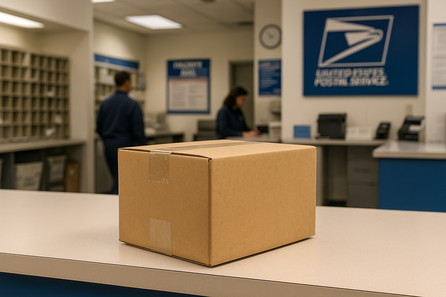 Shipping box at post office
