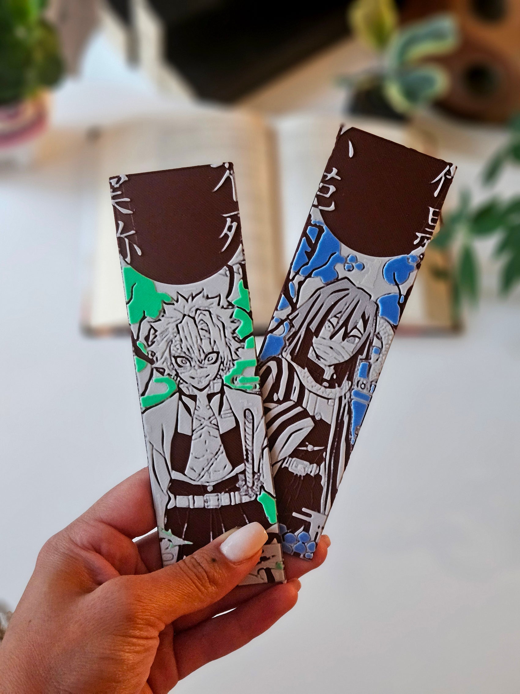 Sanemi & Obanai Bookmark Set – Demon Slayer Anime Collectible Bookmarks