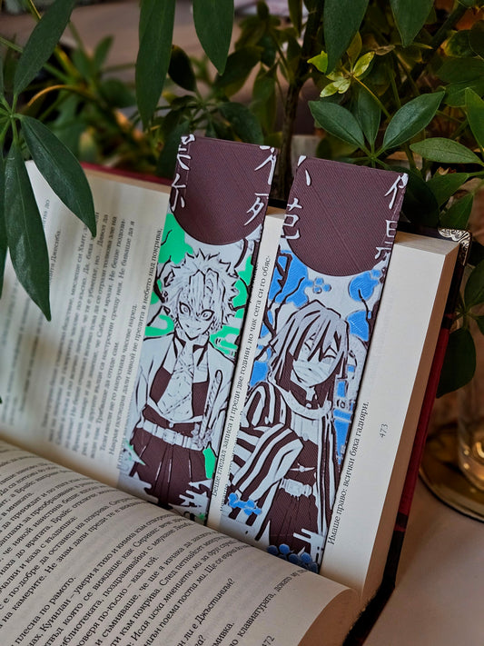 Sanemi & Obanai Bookmark Set – Demon Slayer Anime Collectible Bookmarks