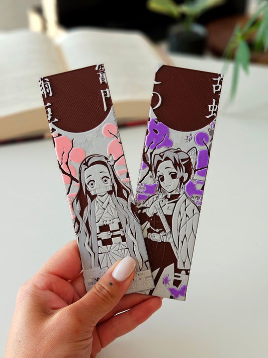 Shinobu & Nezuko Bookmark Set – Elegant Anime-Inspired