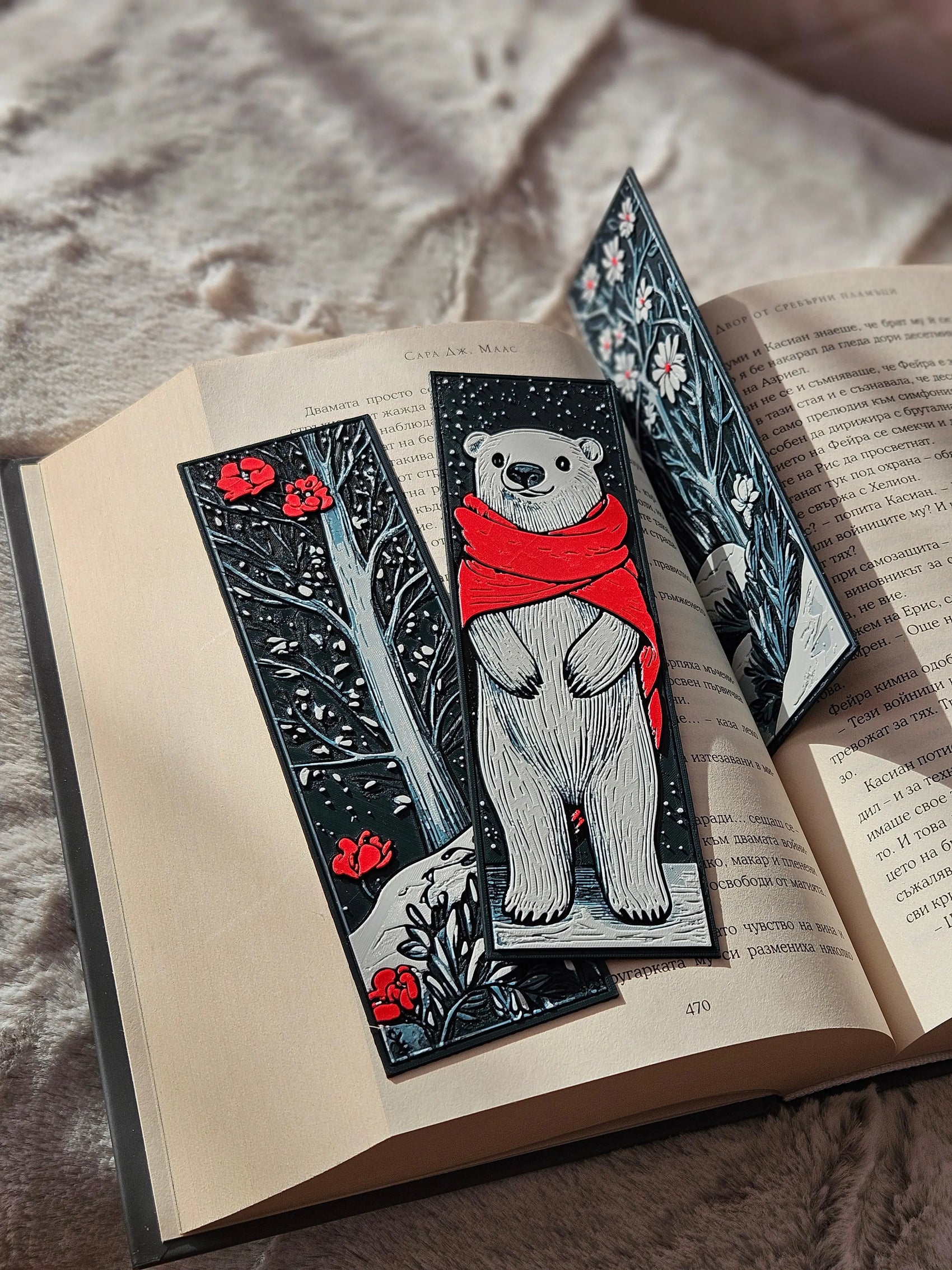 WINTER POLAR BEAR & FLORAL BOOKMARK SET – COZY SEASONAL GIFT FOR READERS - Fandom Forged