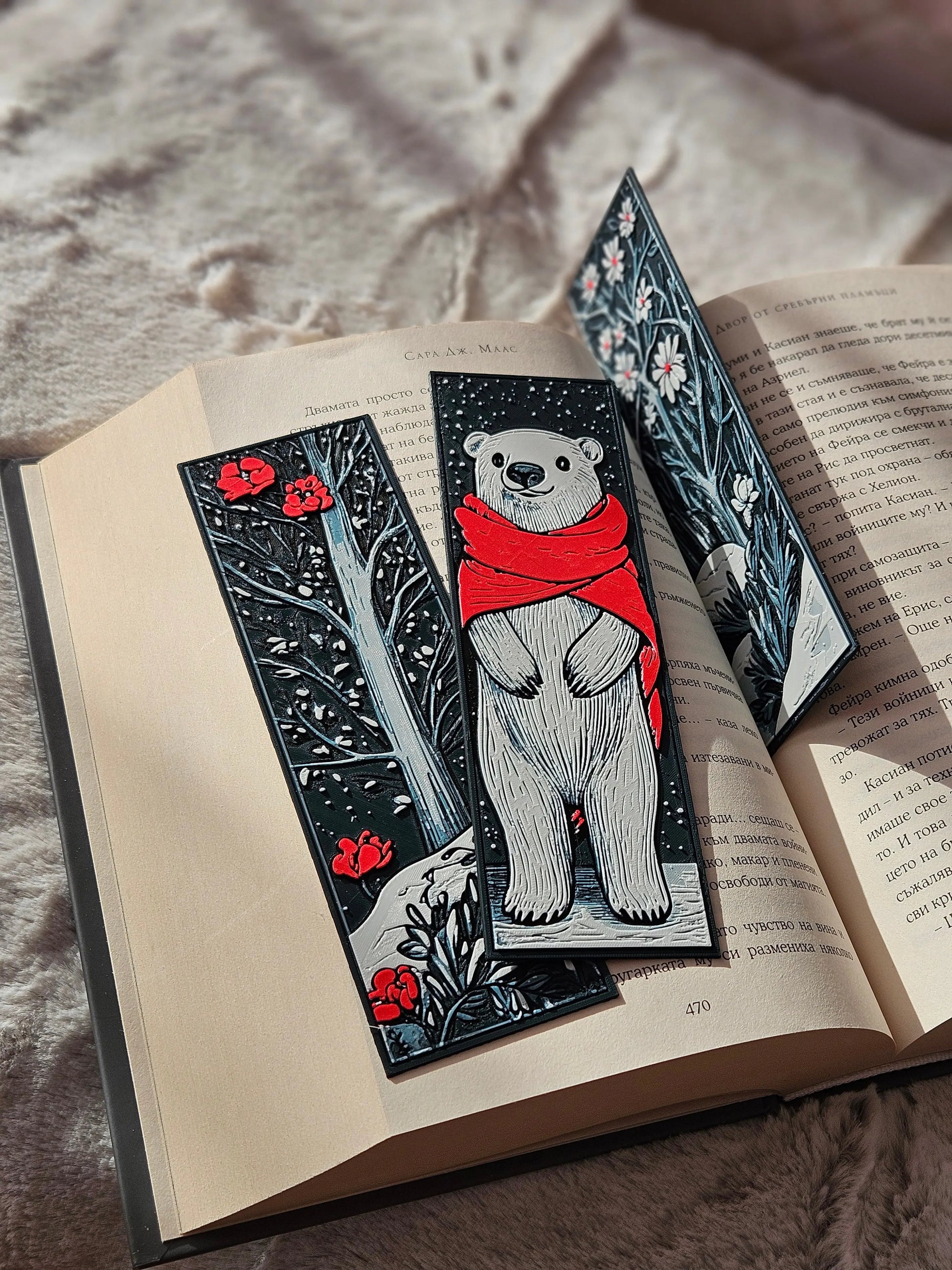 WINTER POLAR BEAR & FLORAL BOOKMARK SET – COZY SEASONAL GIFT FOR READERS - Fandom Forged