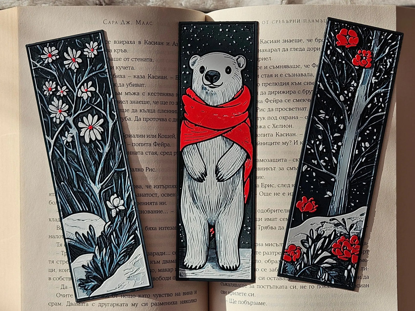 WINTER POLAR BEAR & FLORAL BOOKMARK SET – COZY SEASONAL GIFT FOR READERS - Fandom Forged