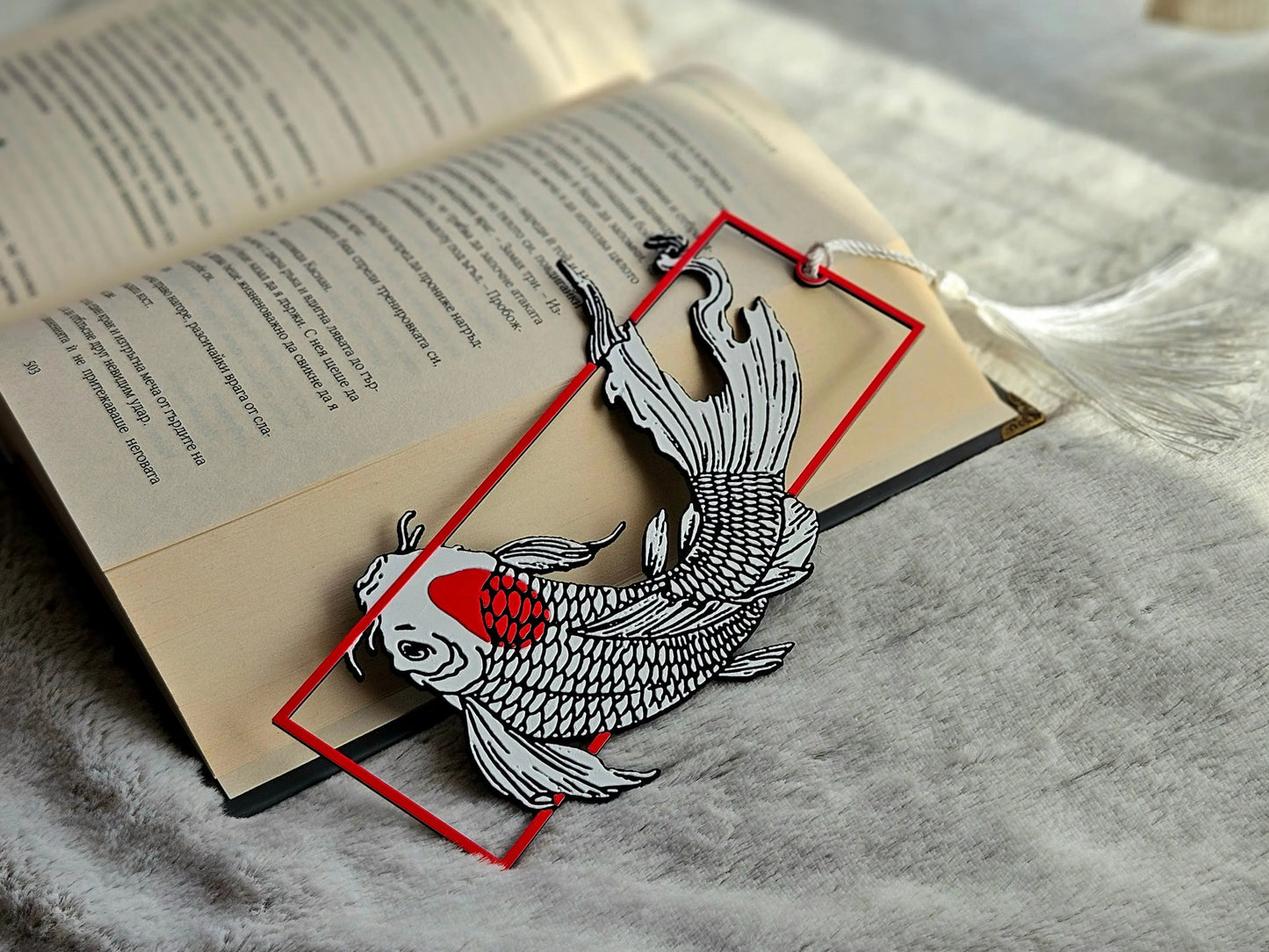 KOI FISH BOOKMARK WITH WHITE TASSEL – JAPANESE INSPIRED GIFT FOR READERS - Fandom Forged