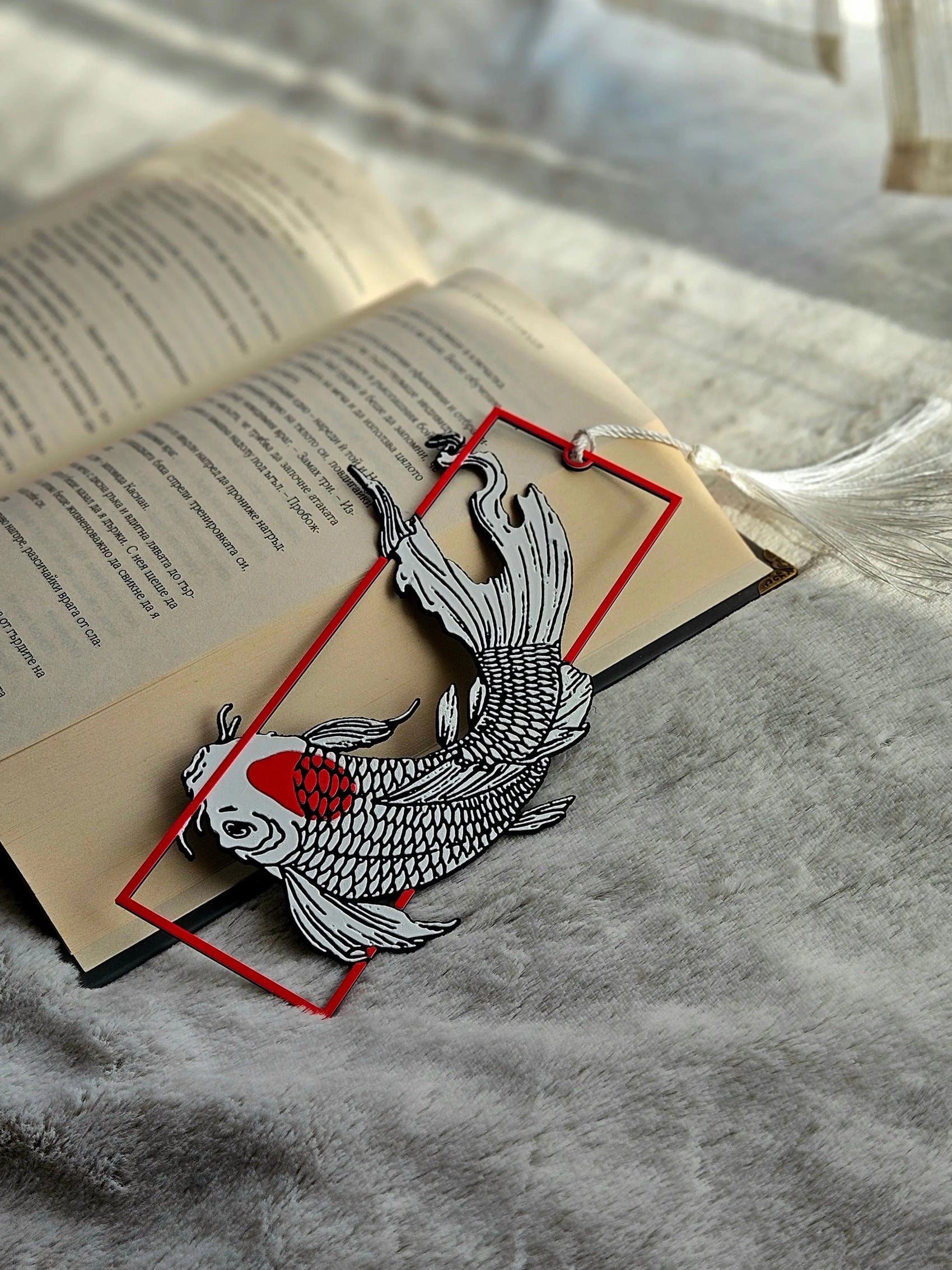 KOI FISH BOOKMARK WITH WHITE TASSEL – JAPANESE INSPIRED GIFT FOR READERS - Fandom Forged