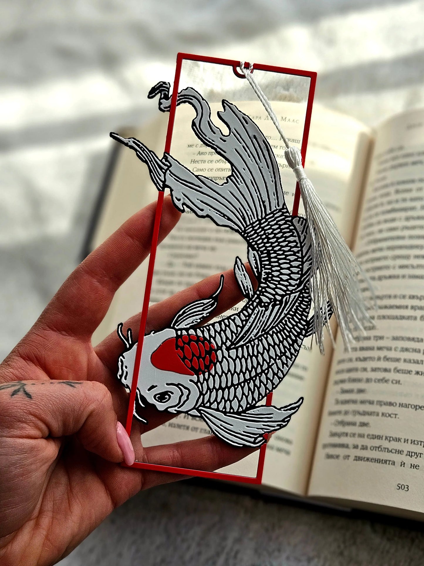 KOI FISH BOOKMARK WITH WHITE TASSEL – JAPANESE INSPIRED GIFT FOR READERS - Fandom Forged