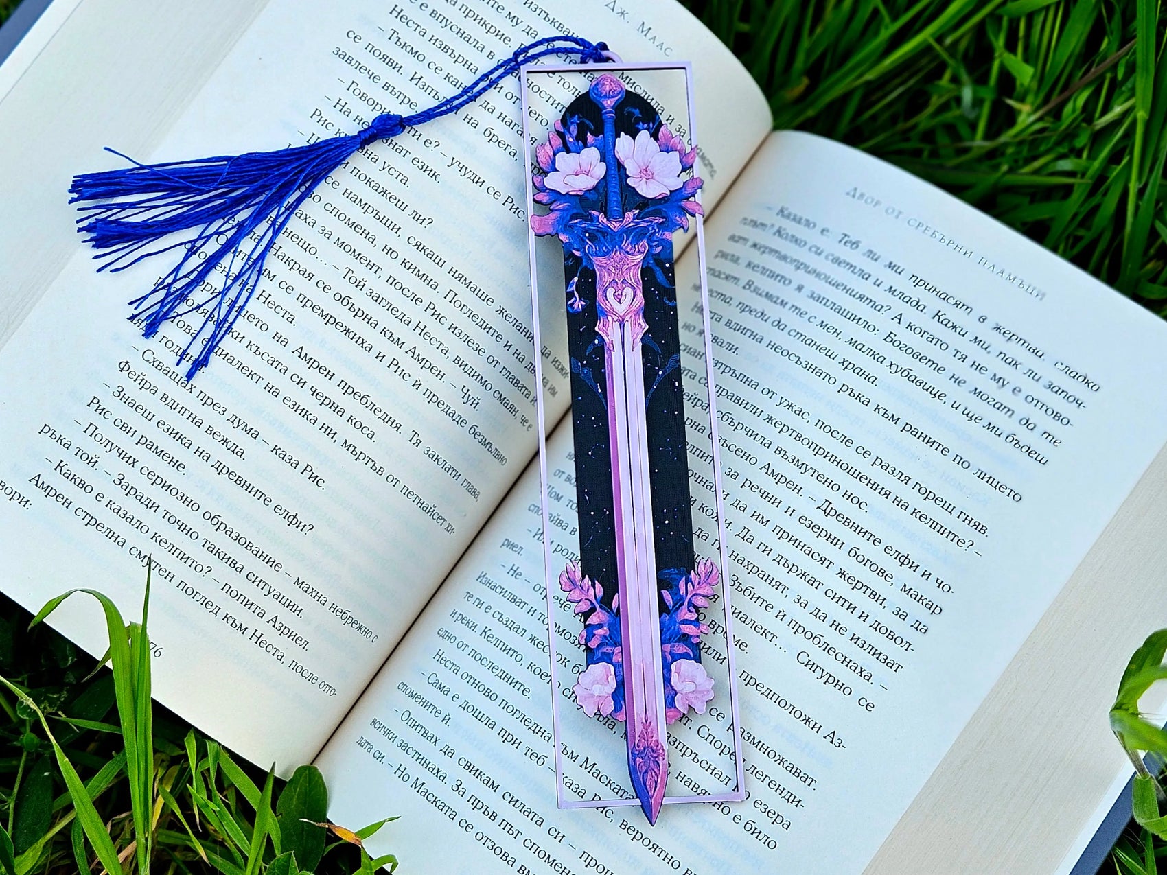 ENCHANTED SWORD BOOKMARK WITH BLUE TASSEL – FANTASY READER GIFT - Fandom Forged