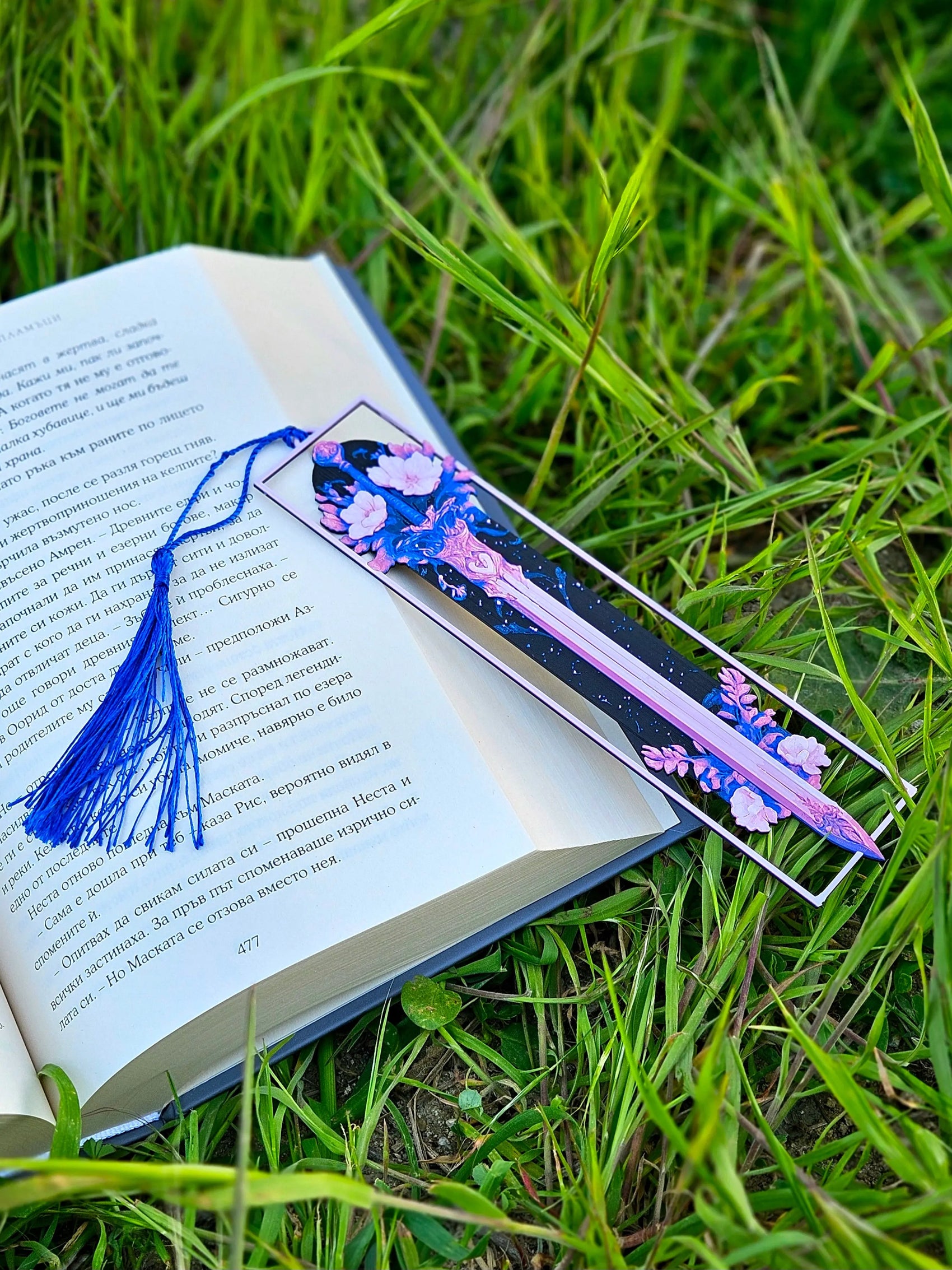 ENCHANTED SWORD BOOKMARK WITH BLUE TASSEL – FANTASY READER GIFT - Fandom Forged