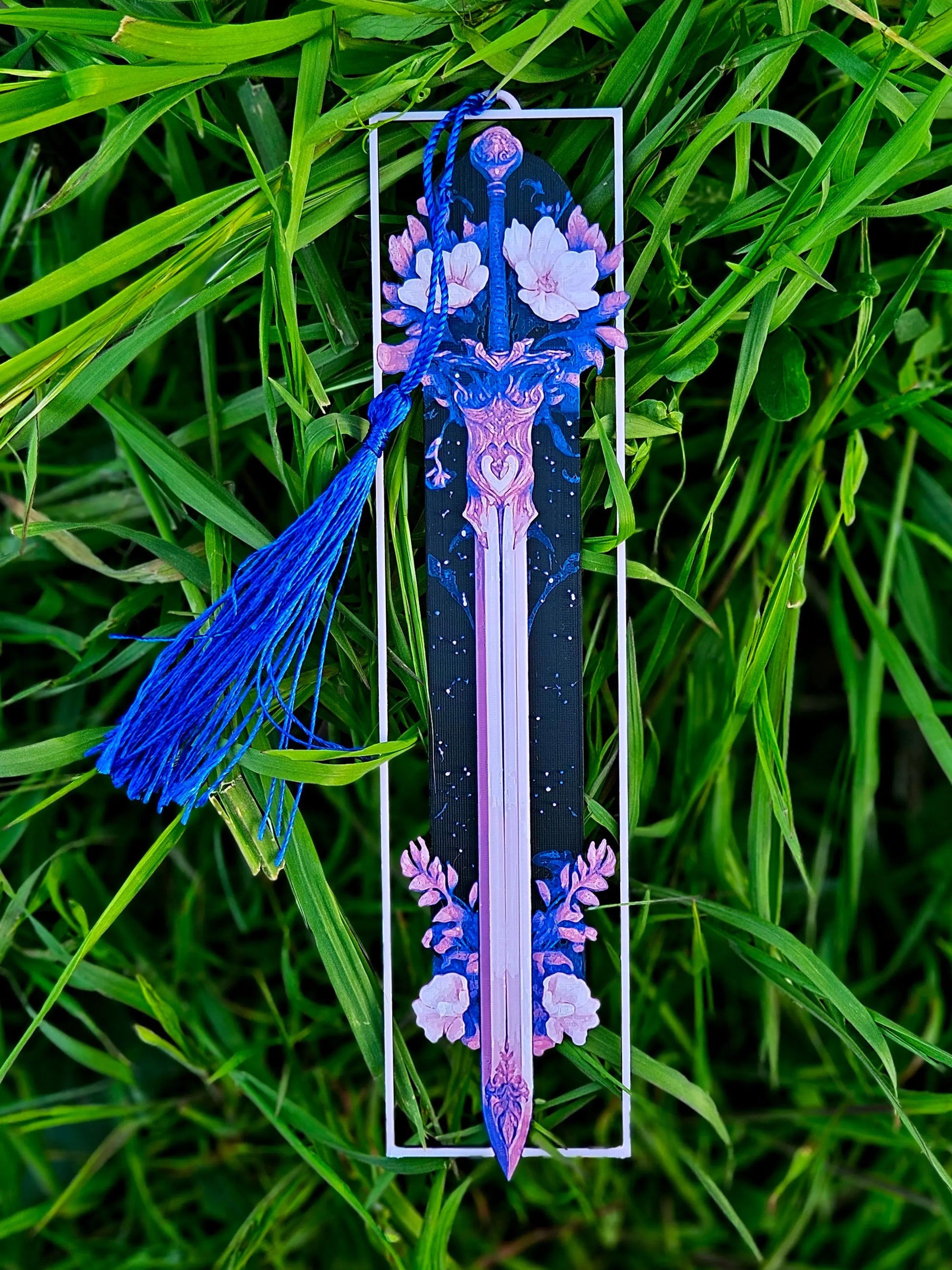ENCHANTED SWORD BOOKMARK WITH BLUE TASSEL – FANTASY READER GIFT - Fandom Forged
