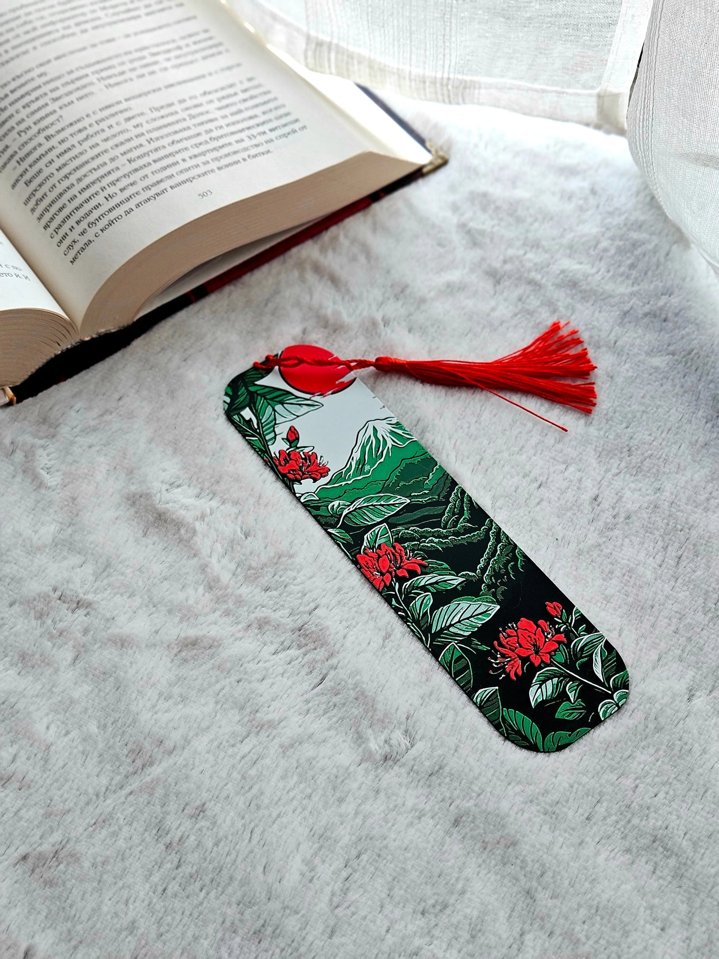 MOUNTAIN BLOSSOM BOOKMARK WITH RED TASSEL – BOTANICAL GIFT FOR READERS - Fandom Forged
