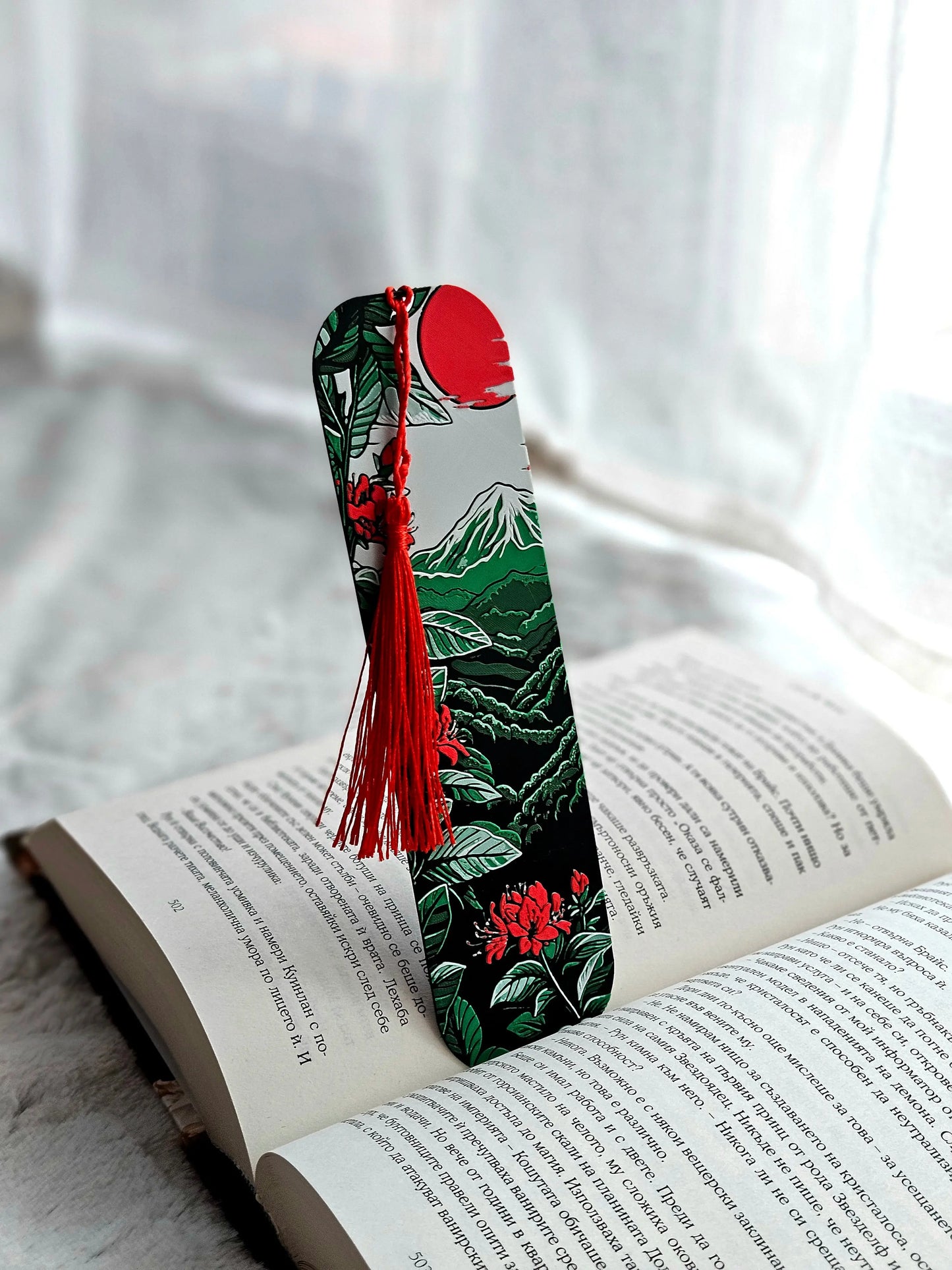MOUNTAIN BLOSSOM BOOKMARK WITH RED TASSEL – BOTANICAL GIFT FOR READERS - Fandom Forged