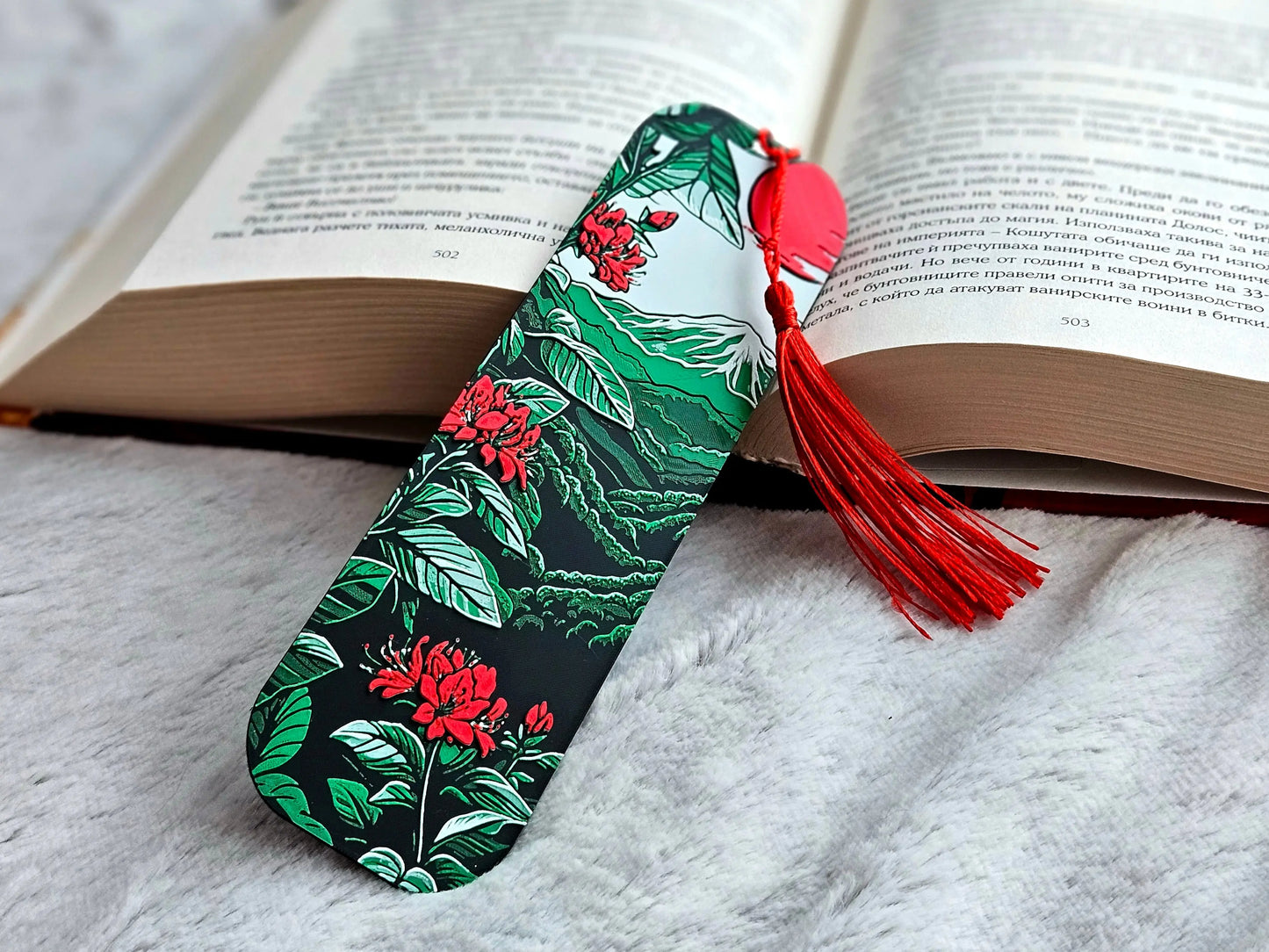 MOUNTAIN BLOSSOM BOOKMARK WITH RED TASSEL – BOTANICAL GIFT FOR READERS - Fandom Forged