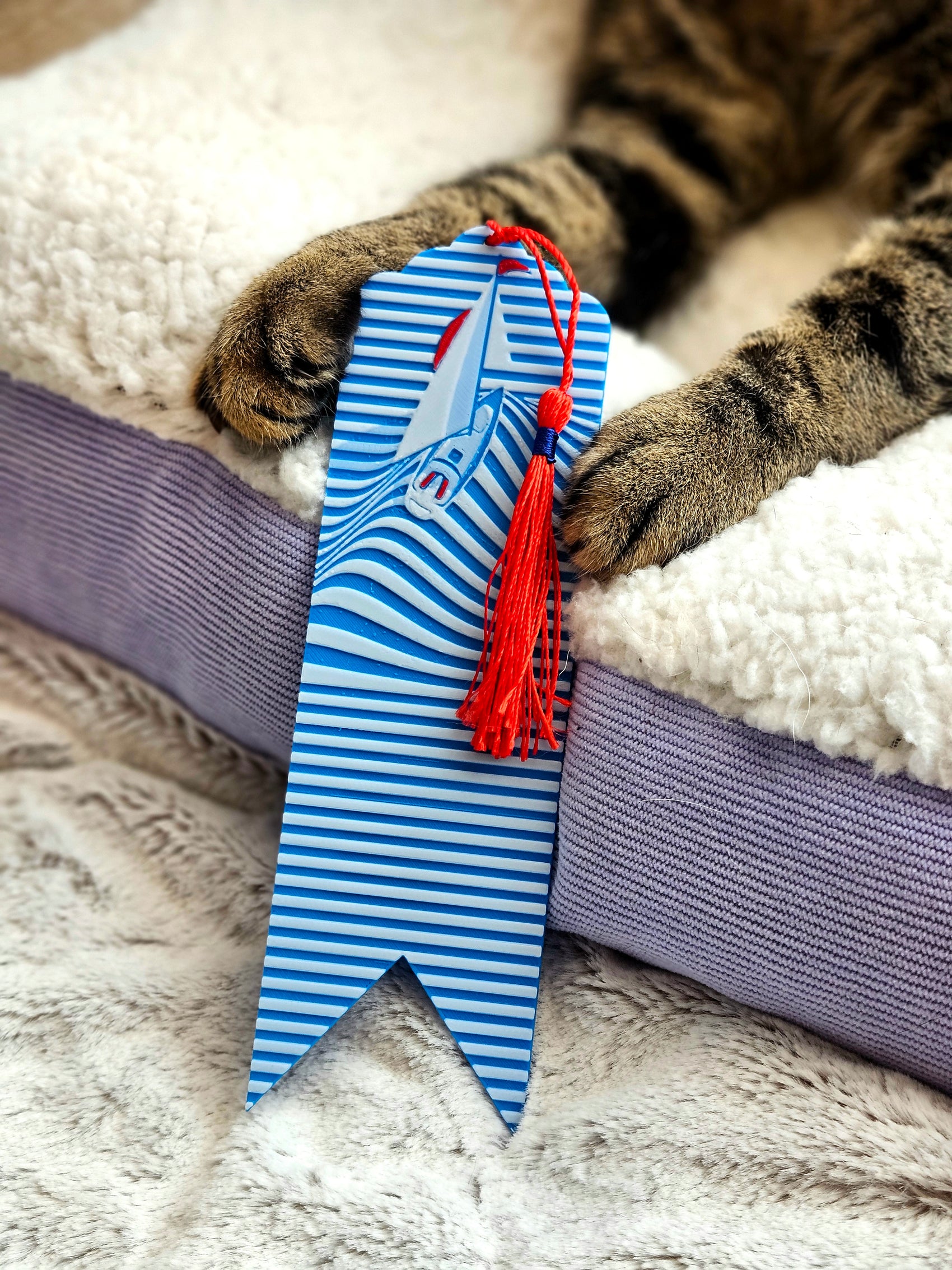 Sailboat Waves Bookmark with Red Tassel – Nautical Gift for Book Lovers