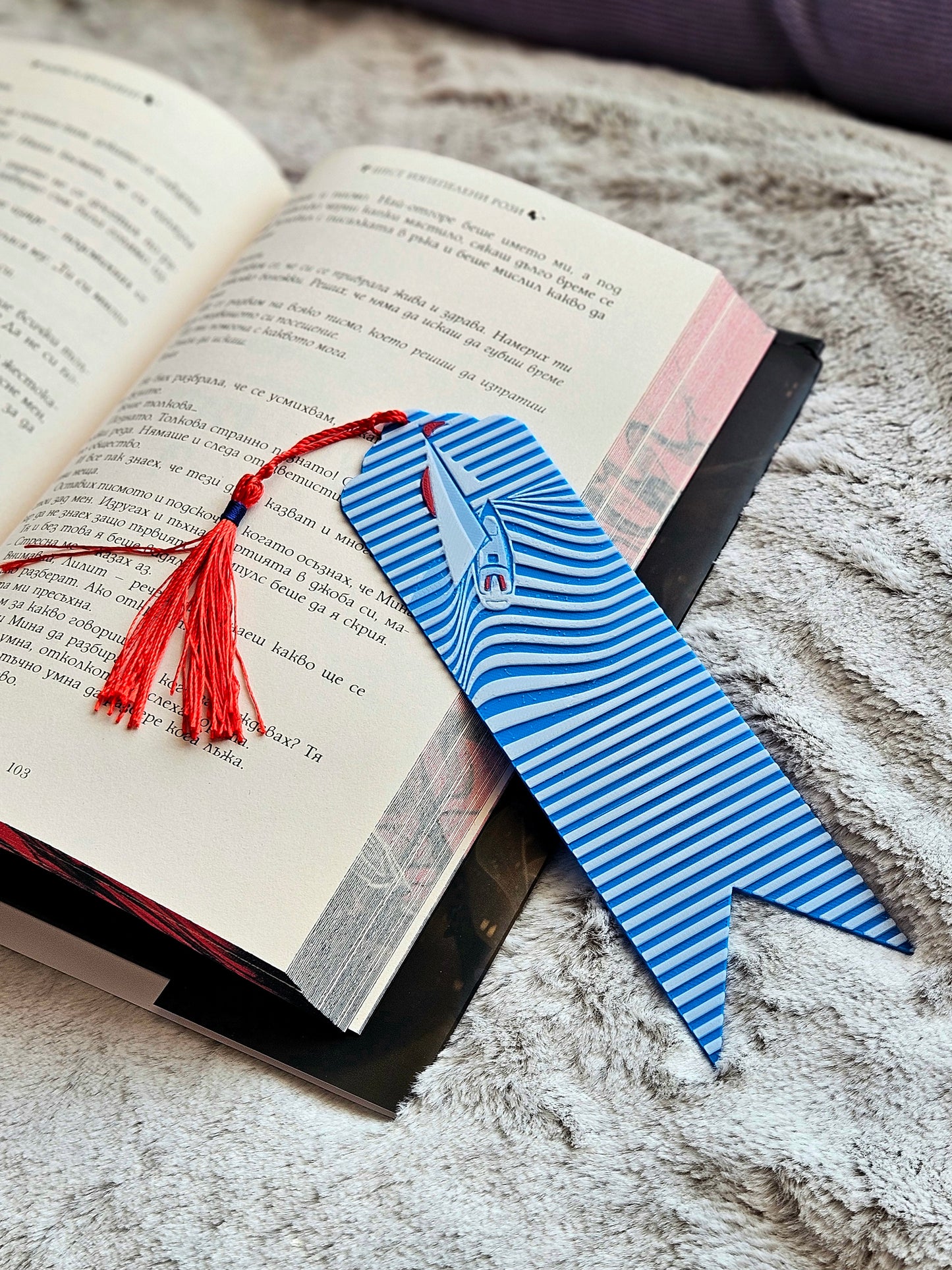 Sailboat Waves Bookmark with Red Tassel – Nautical Gift for Book Lovers