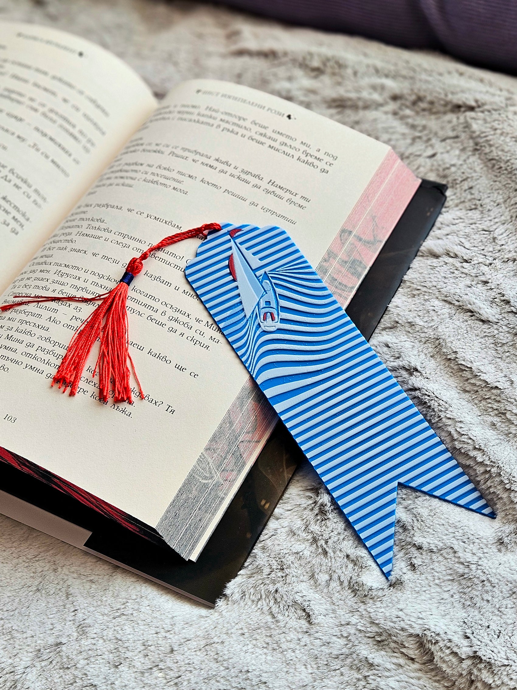 Sailboat Waves Bookmark with Red Tassel – Nautical Gift for Book Lovers