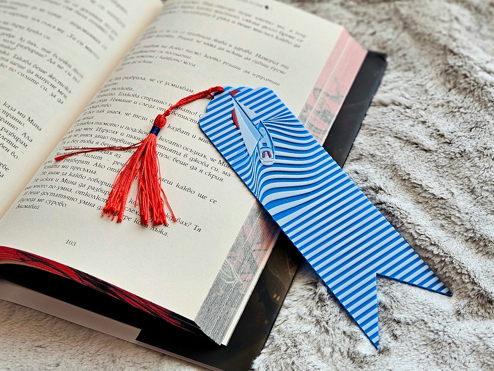 Sailboat Waves Bookmark with Red Tassel – Nautical Gift for Book Lovers