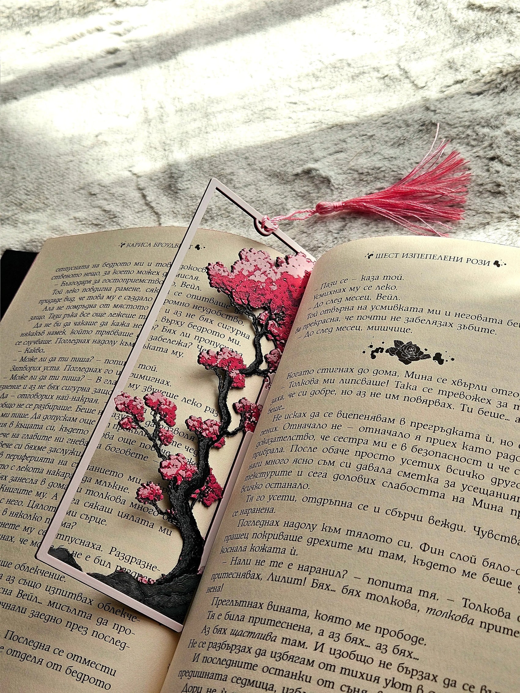 CHERRY BLOSSOM BOOKMARK WITH PINK TASSEL – ARTISTIC SPRINGTIME GIFT FOR READERS - Fandom Forged