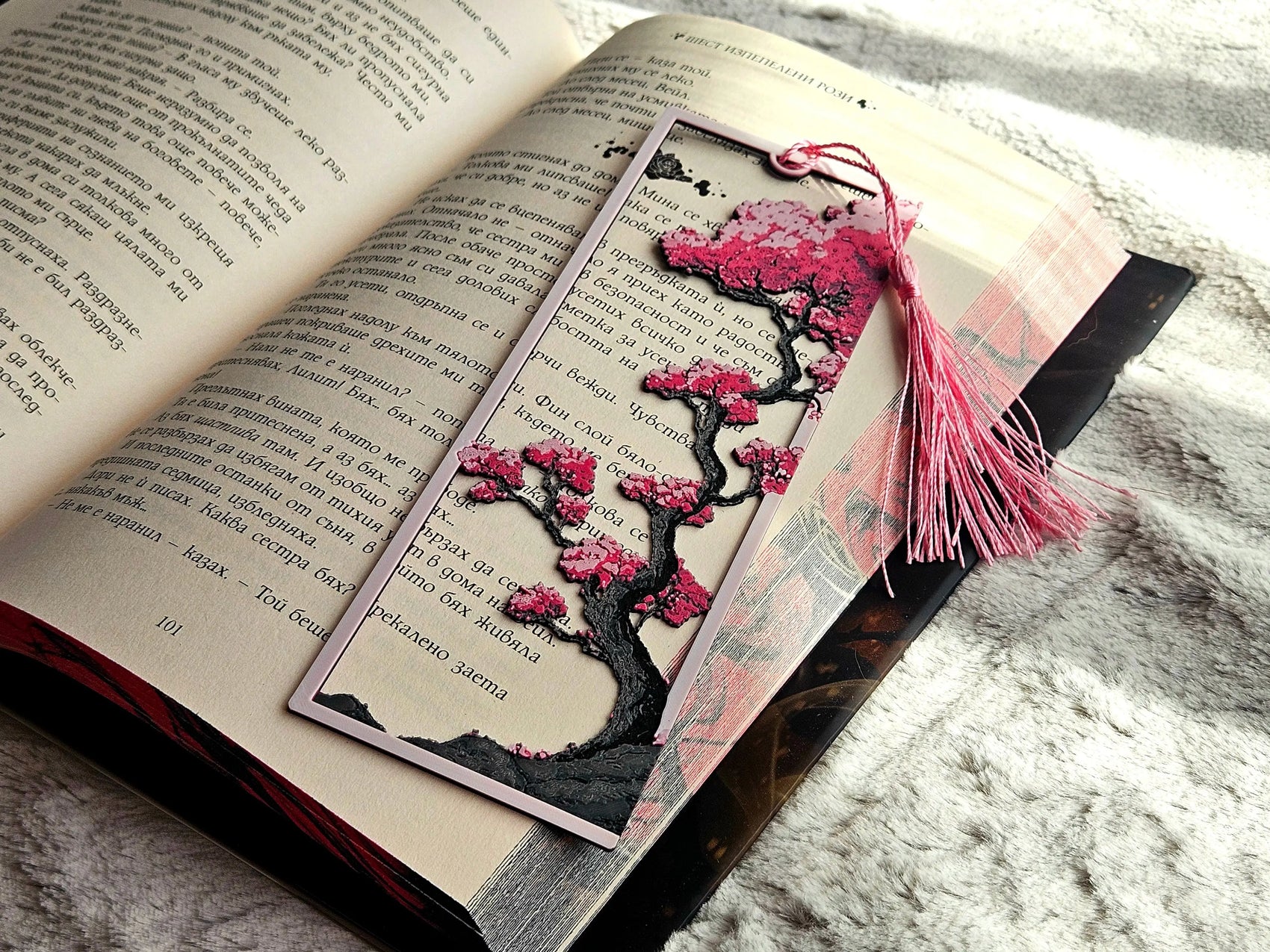 CHERRY BLOSSOM BOOKMARK WITH PINK TASSEL – ARTISTIC SPRINGTIME GIFT FOR READERS - Fandom Forged