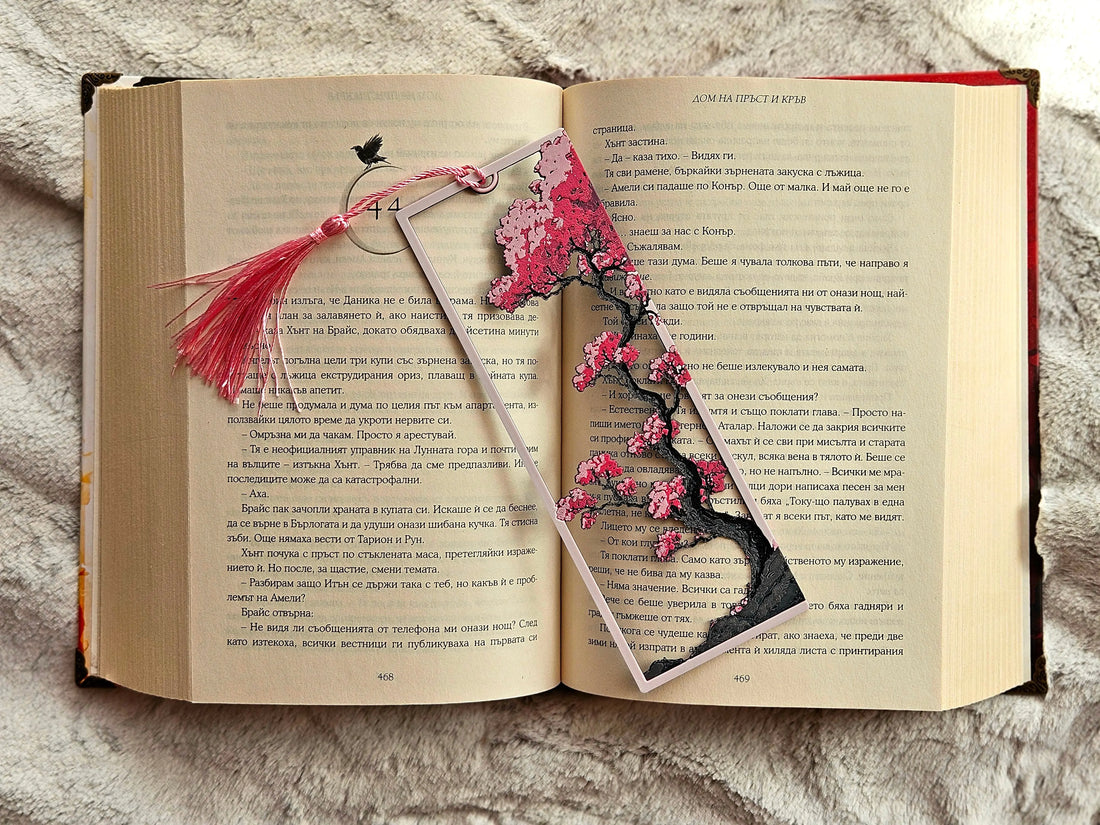CHERRY BLOSSOM BOOKMARK WITH PINK TASSEL – ARTISTIC SPRINGTIME GIFT FOR READERS - Fandom Forged